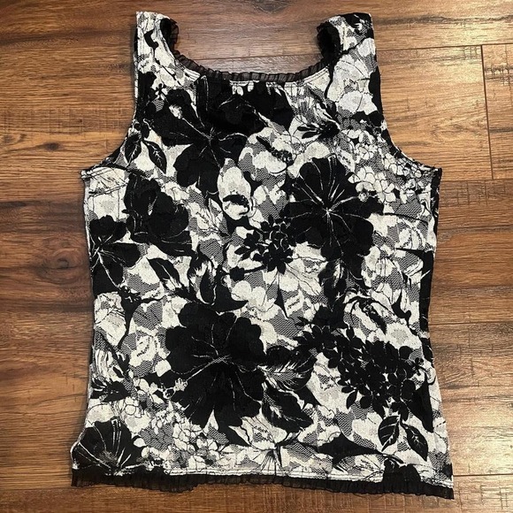 Black White floral Corset Top Ruffle Lace Women Small Whimsygoth‎ Fairycore Boho - Picture 6 of 6